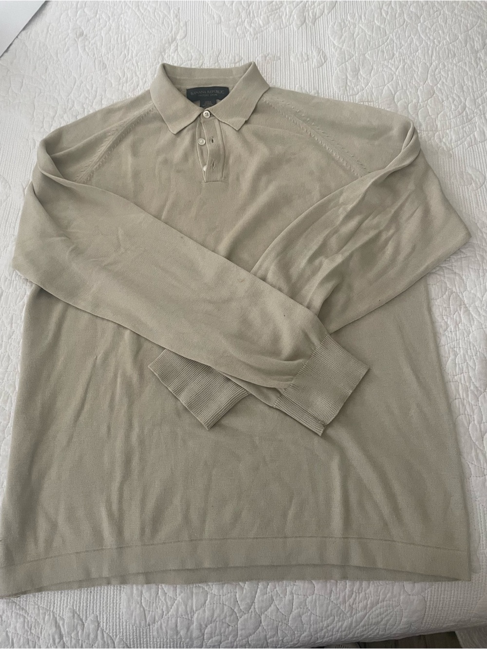 Banana Republic Beige Long-Sleeve Polo Sweater